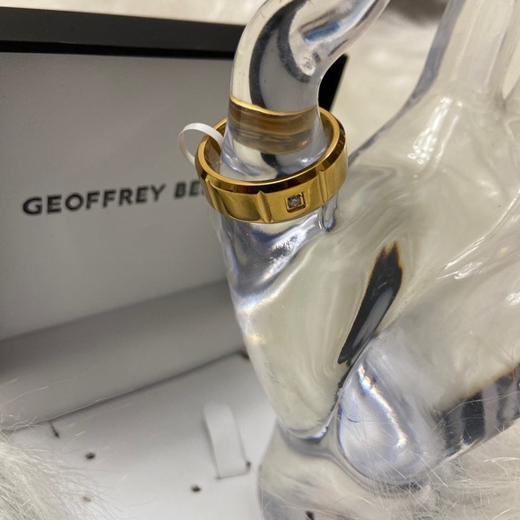 Geoffrey Beene Men's Gold Stainless Steel Ring, with Cubic Zirconia - Picture 3 of 3